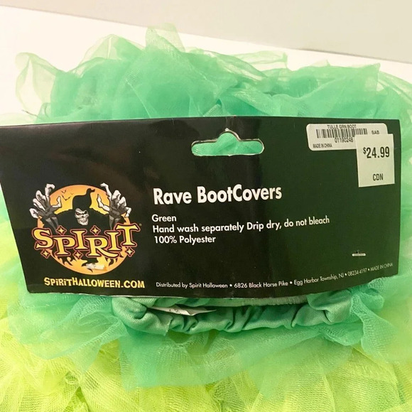 Spirit Halloween Rave Boot Covers Green Festival Costume Cosplay - Picture 5 of 10
